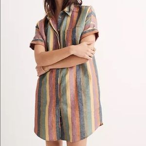 Madewell Courier Shirt Dress in Rainbow Stripe